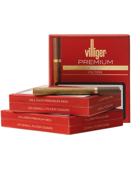 سیگار برگ ویلیجر-ویلیگر پریمیوم رد فیلتر (سیگاریلو) Villiger Premium Red Filter - بسته 20 نخی