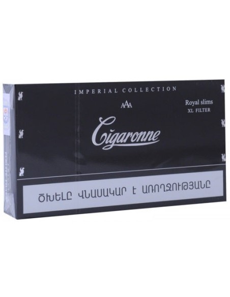 سیگار سیگارون رویال اسلیم مشکی Cigaronne Imperial Collection Royal Slims XLfilter - (جعبه 20 نخی)
