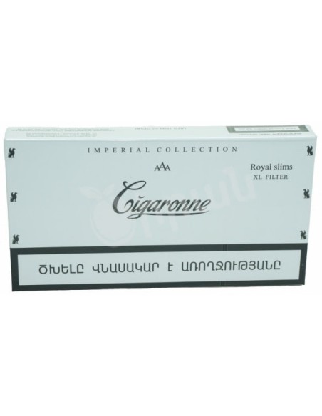 سیگار سیگارون رویال اسلیم سفید Cigaronne Imperial Collection Royal Slims XLfilter - (جعبه 20 نخی)