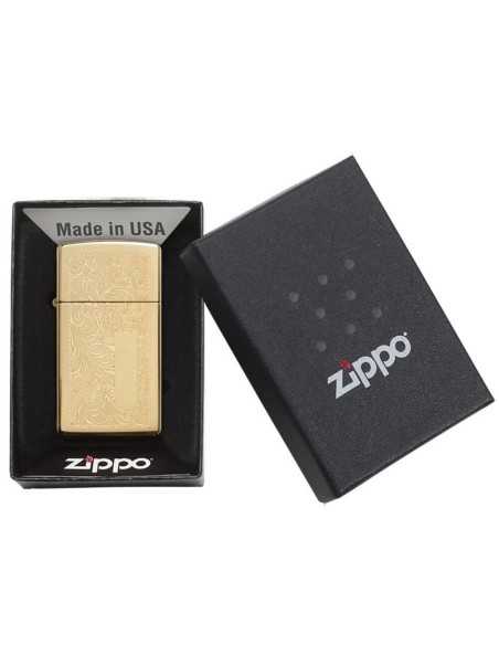 فندک زیپو طلایی اسلیم Zippo 1652B (BRASS VENETIAN SLIM)