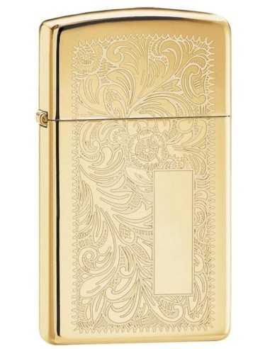 خرید فندک زیپو طلایی اسلیم Zippo 1652B (BRASS VENETIAN SLIM)