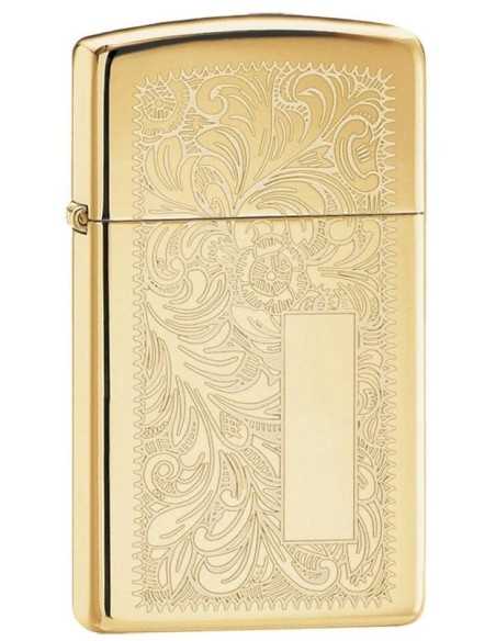 خرید فندک زیپو طلایی اسلیم Zippo 1652B (BRASS VENETIAN SLIM)
