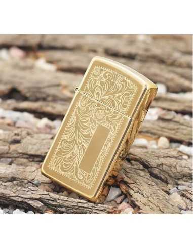 فندک زیپو طلایی اسلیم Zippo 1652B (BRASS VENETIAN SLIM)
