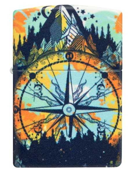 فندک زیپو طرح قطب نما شبرنگ Zippo 49805 (COMPASS DESIGN)