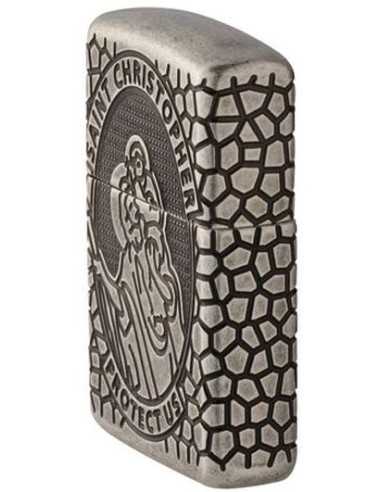 فندک زیپو نقره آرمورکیس سنت کریستوفر Zippo 49160 (ST CHRISTOPHER MEDAL)