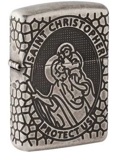 فندک زیپو نقره آرمورکیس سنت کریستوفر Zippo 49160 (ST CHRISTOPHER MEDAL)