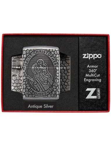 فندک زیپو نقره آرمورکیس سنت کریستوفر Zippo 49160 (ST CHRISTOPHER MEDAL)
