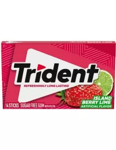 خرید آدامس تریدنت توت فرنگی لیمو اصل 14عددی Trident Island Berry Lime Flavor Gum