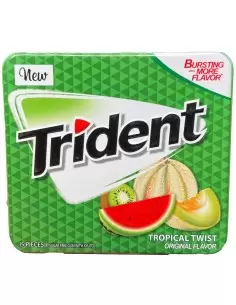 آدامس تریدنت با طعم هندوانه و طالبی (ملون) جعبه فلزی Trident watermelon twist Flavor Gum