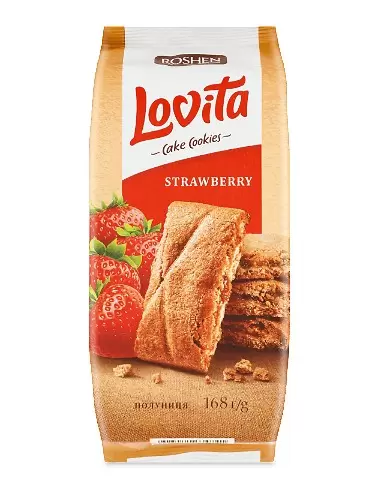 کیک کوکی لاویتا روشن با طعم توت فرنگی 168 گرمی Roshen Lovita Cake cookies Strawberry Flavored