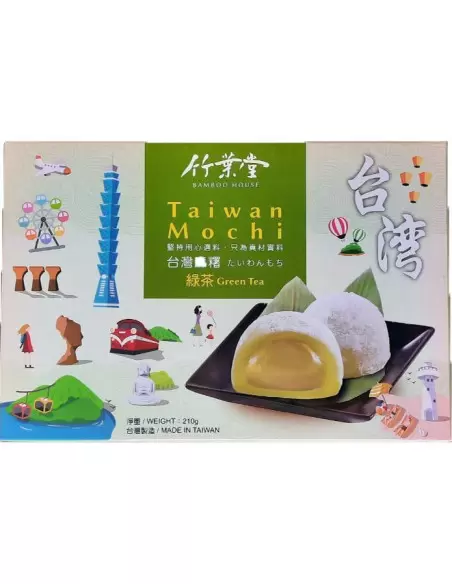 خرید شیرینی موچی تایوانی با طعم چای سبز 210 گرمی Taiwan Mochi Green Tea Flavor