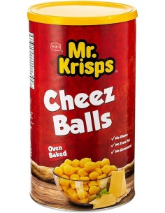 خرید پفک توپی پنیری بدون کلسترول مستر کریپس قوطی 80 گرمی Mr.Krisps Cheese Balls