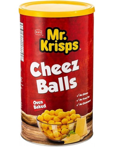 خرید پفک توپی پنیری بدون کلسترول مستر کریپس قوطی 80 گرمی Mr.Krisps Cheese Balls