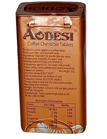 قرص خوشبو کننده دهان آئودسی (اودسی) با طعم کاپوچینو 35 گرمی Aodesi Cappuccino Chewing Tablet