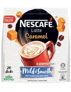 خرید کافی میکس نسکافه لاته با طعم کارامل 20 عددی Nescafe Latte 3 in 1 Caramel