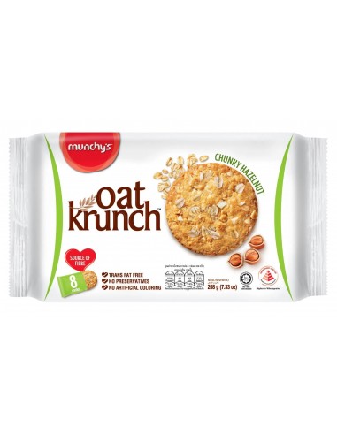 خرید Munchy's Oat Krunch Crackers Chunky Hazelnut کلوچه مانچیز جو دوسر با قطعات فندق 208 گرمی