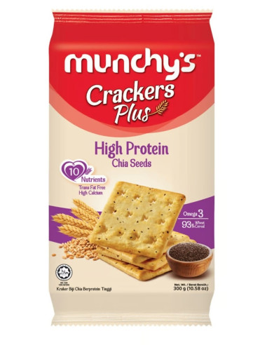 خرید کراکر (بیسکویت) مانچیز با فیبر بالا 300 گرمی Munchy's Crackers Plus High Fiber