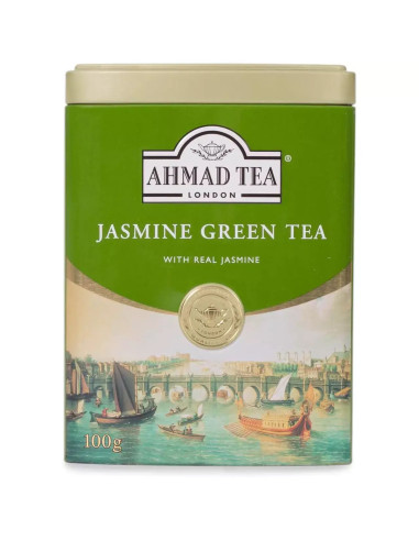 خرید چای سبز جاسمین (یاس) احمد قوطی فلزی 100 گرمی Ahmad Jasmine Green Tea
