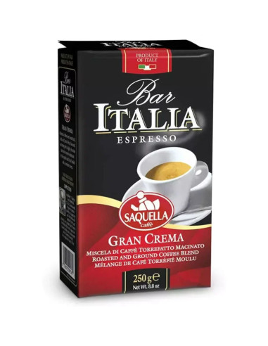 خرید پودر قهوه ساکوئلا ایتالیا گرن کرما قرمز 250 گرمی Saquella Italia Gran Crema Espresso Ground Coffee