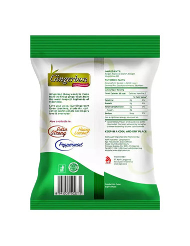 خرید پاستیل/ آبنبات جویدنی زنجبیلی جینجربون ساده 125گرم Gingerbon Ginger Chewy Candy Regular