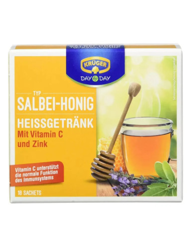 خرید دمنوش فوری عسل و مریم گلی کروگر آلمانی 18 عددی (140 گرم) Kruger Salbei Honig