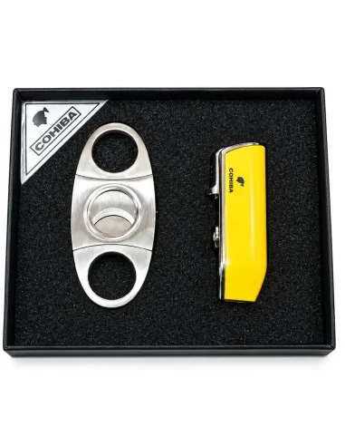 ست فندک سه شعله و کاتر سیگار برگ (طرح کوهیبا) Cohiba Sm-1A