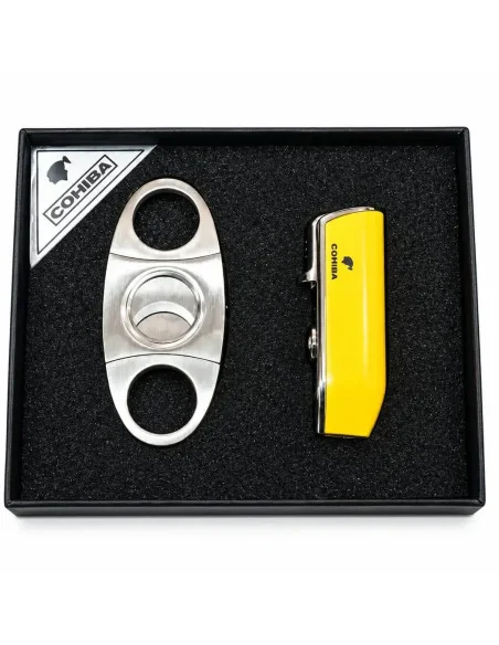ست فندک سه شعله و کاتر سیگار برگ (طرح کوهیبا) Cohiba Sm-1A